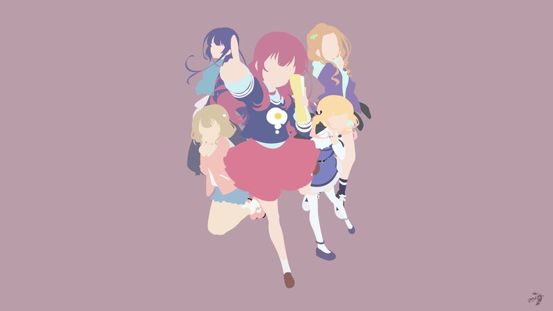 Anime Girls Group — Pink, Playful, School Uniforms