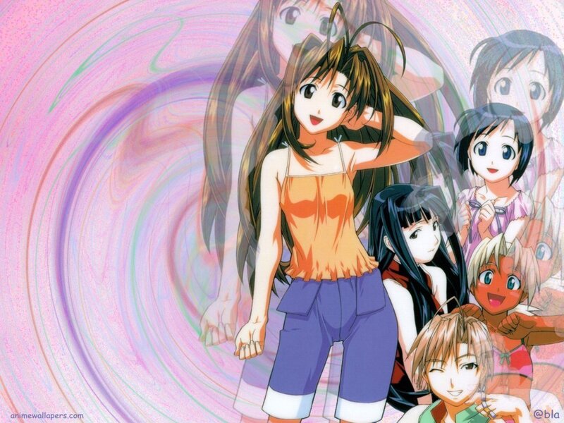 Anime Girls Group — Pink, Playful, Swirl Background