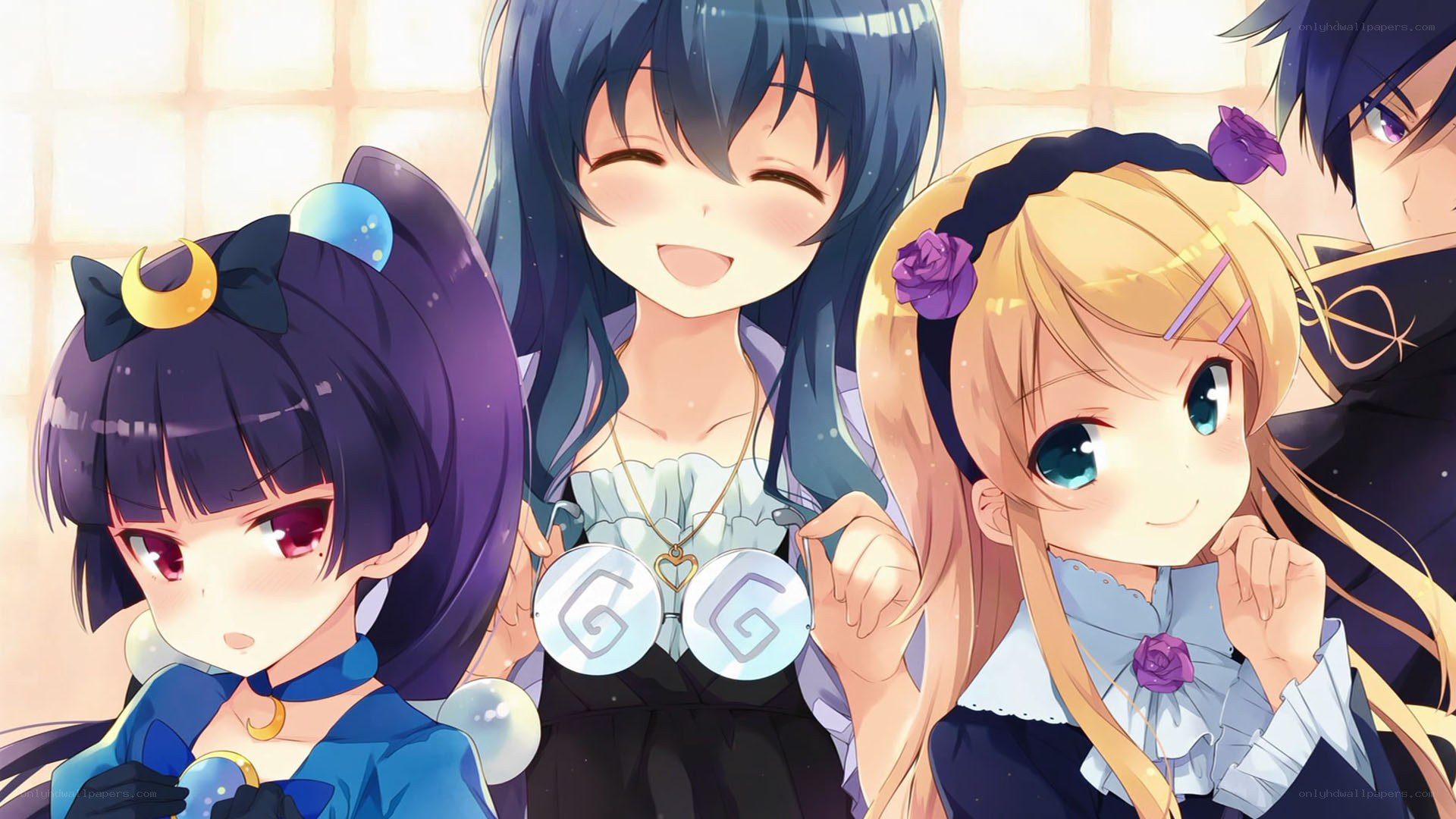 anime girls group portrait