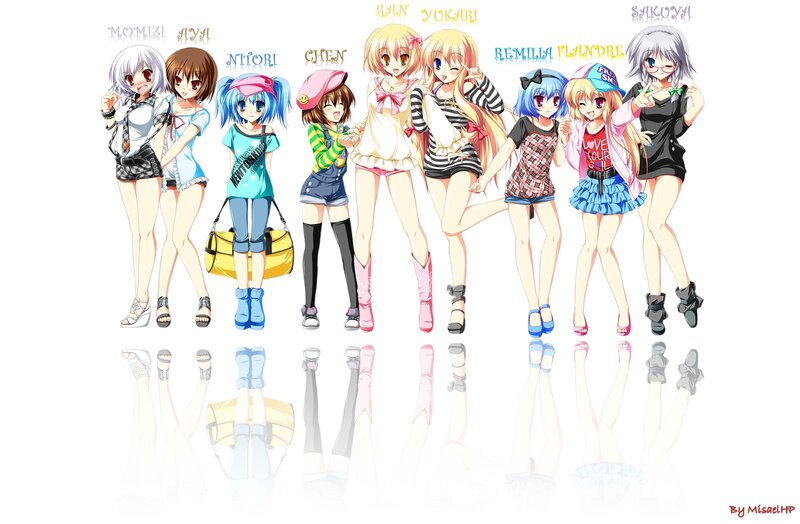 anime girls group portrait