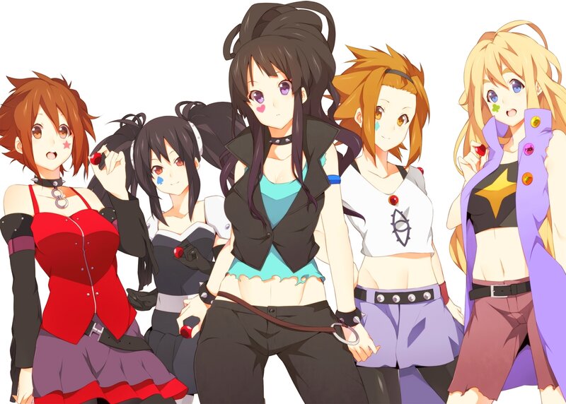 anime girls group portrait
