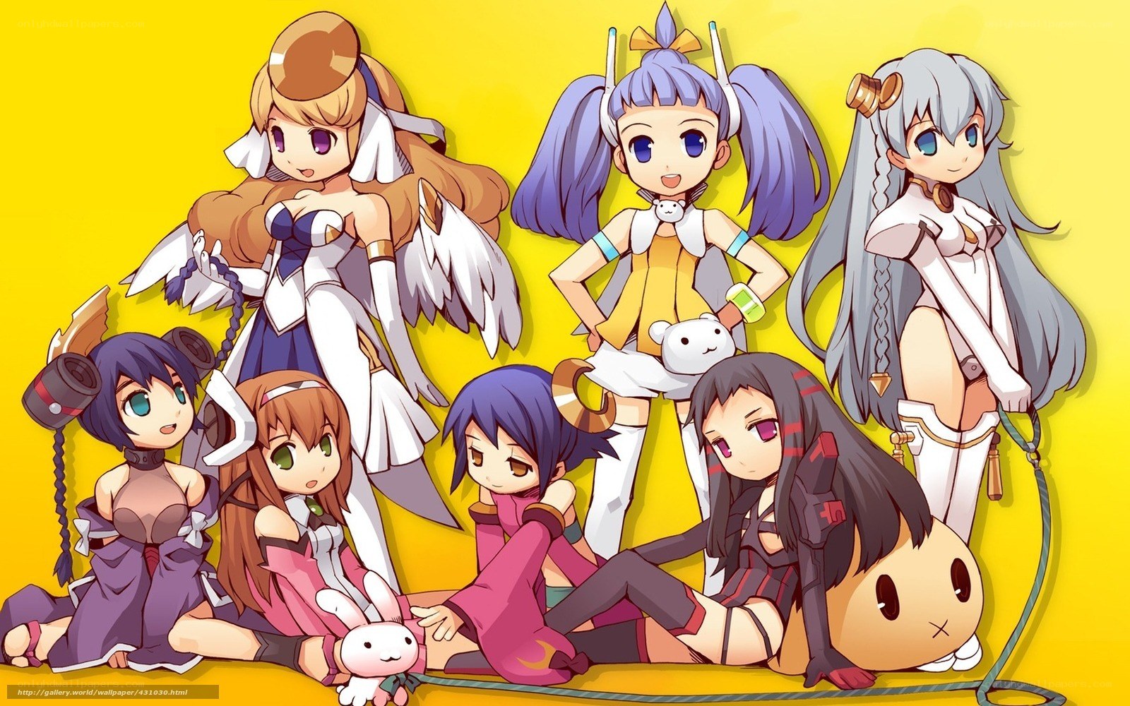 anime girls group portrait