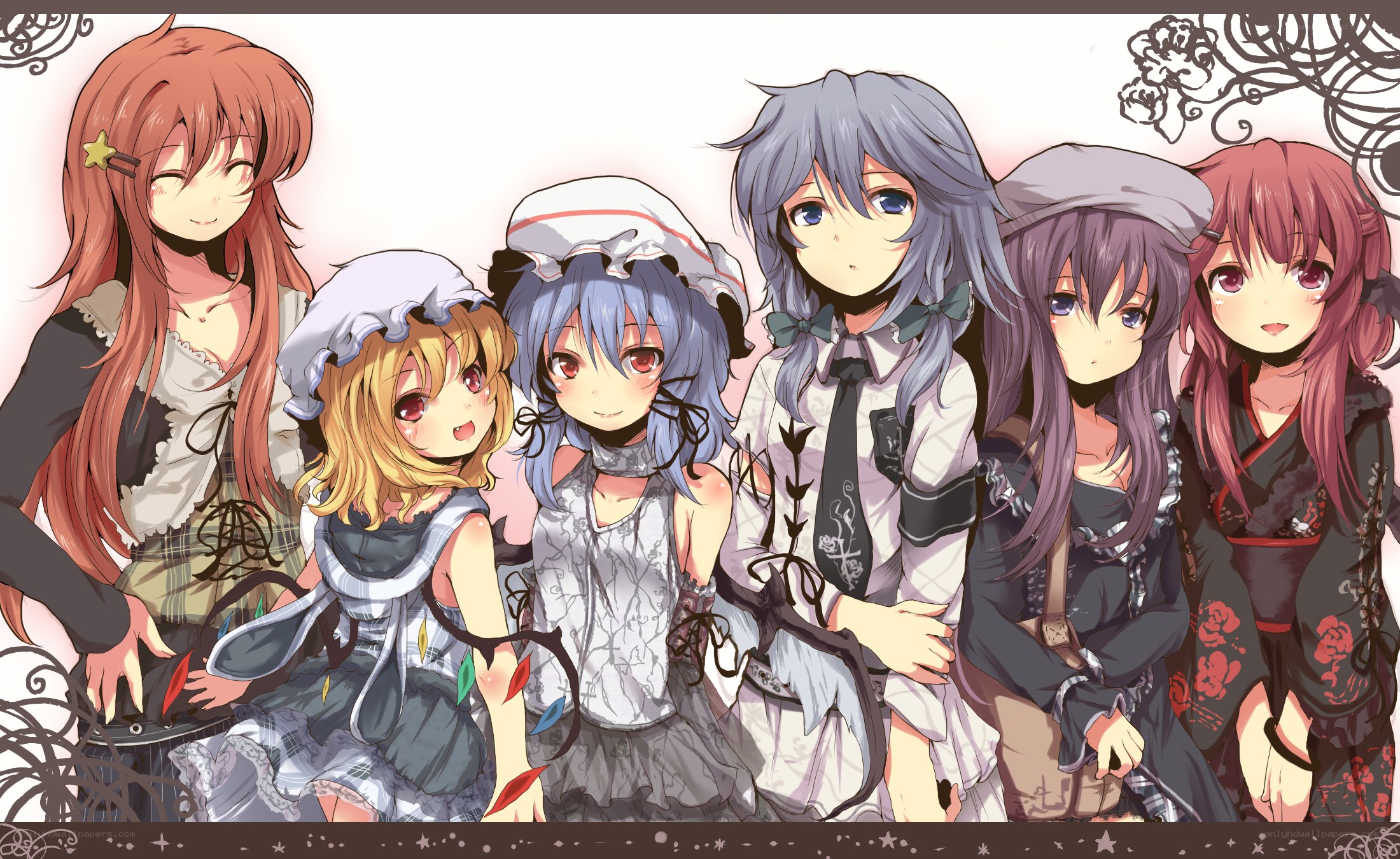 anime girls group portrait