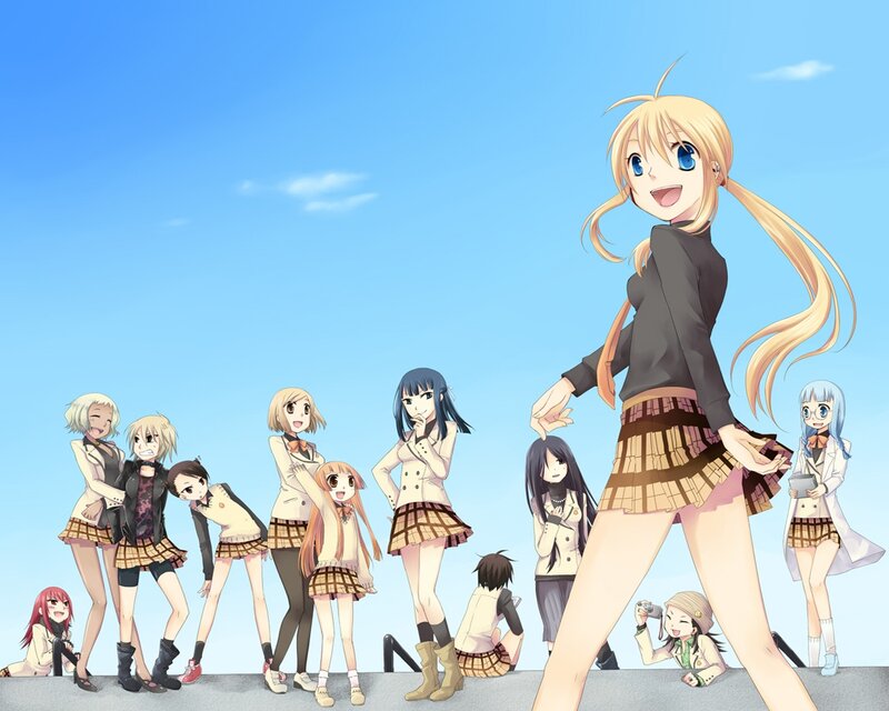 anime girls group portrait