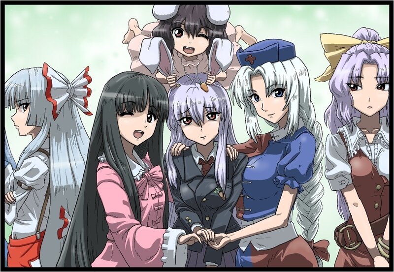 anime girls group portrait