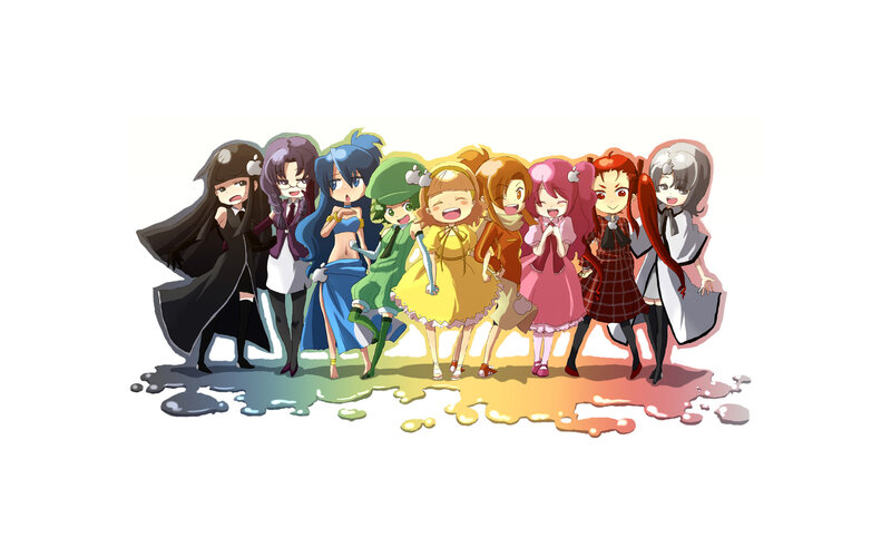 anime girls group portrait