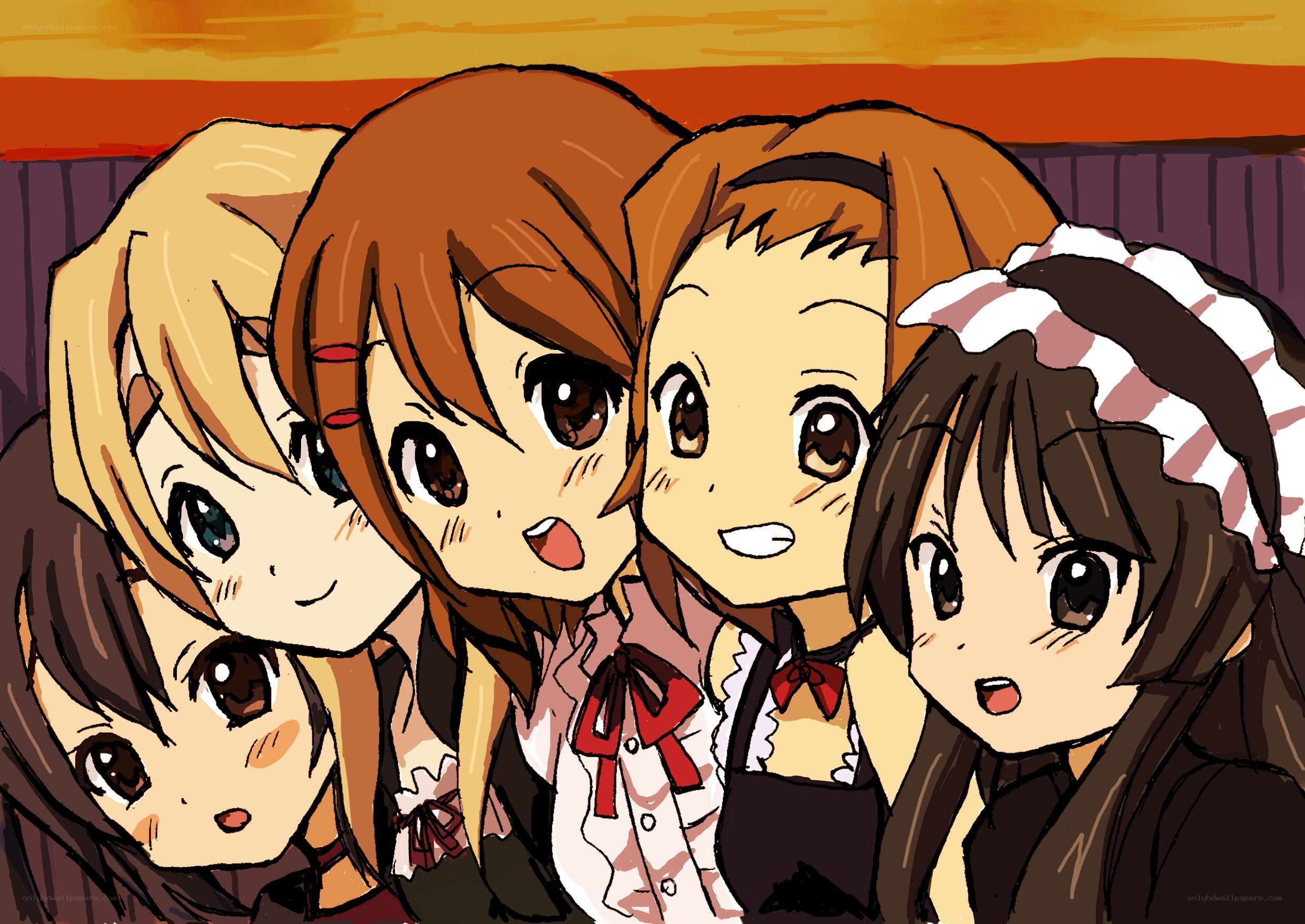 anime girls group portrait