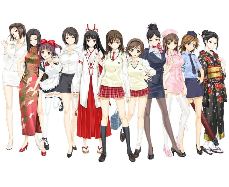 anime girls group portrait