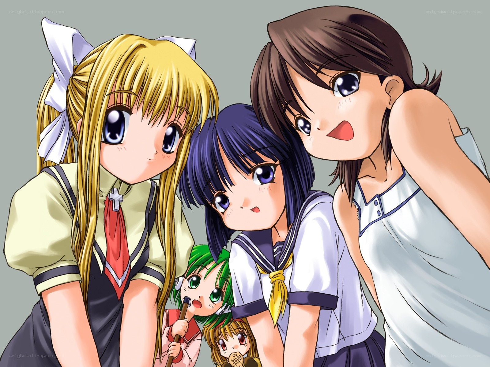 anime girls group portrait