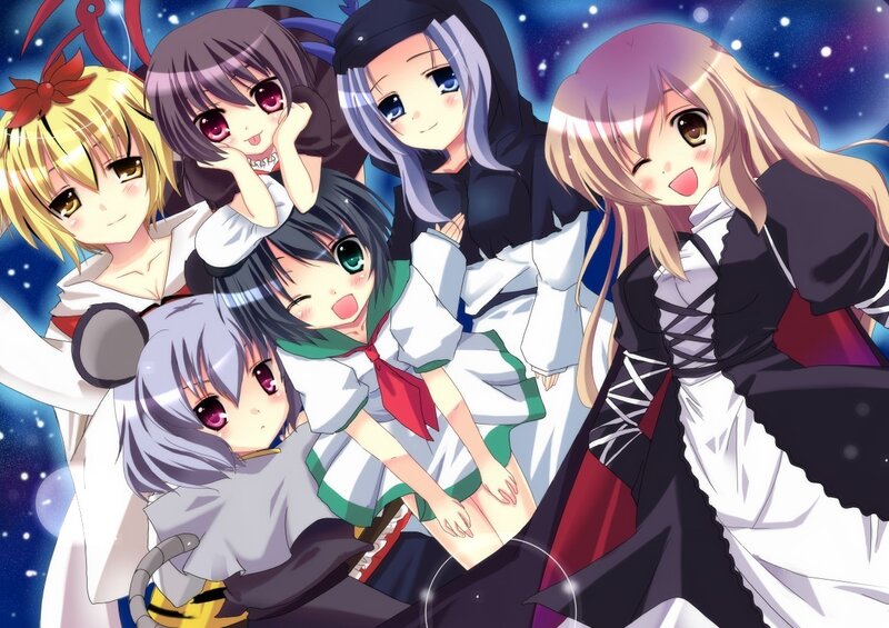 anime girls group portrait