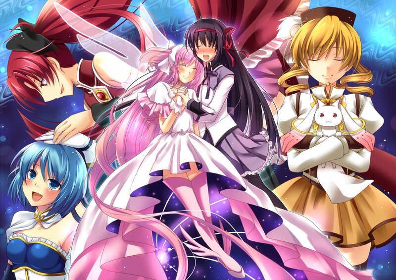 anime girls group portrait
