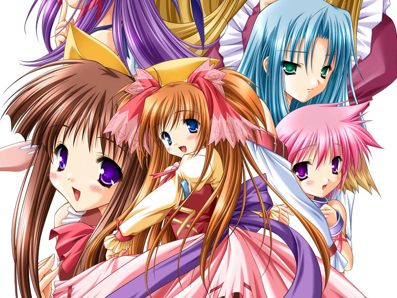 anime girls group portrait