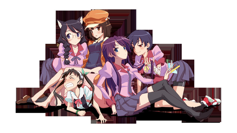 anime girls group portrait
