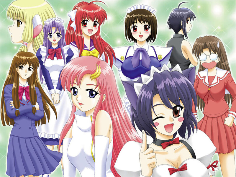 anime girls group portrait