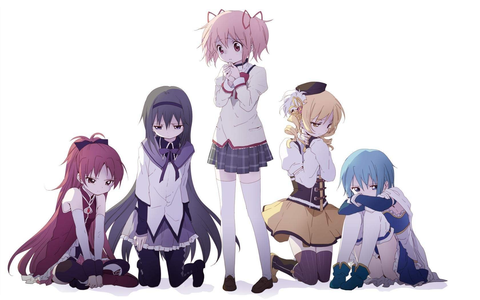 anime girls group portrait