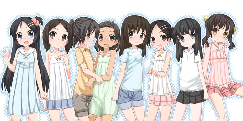 anime girls group portrait