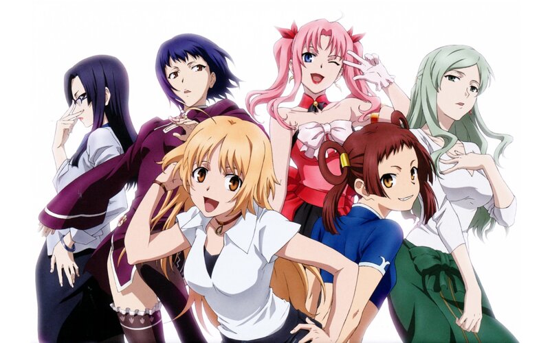 anime girls group portrait
