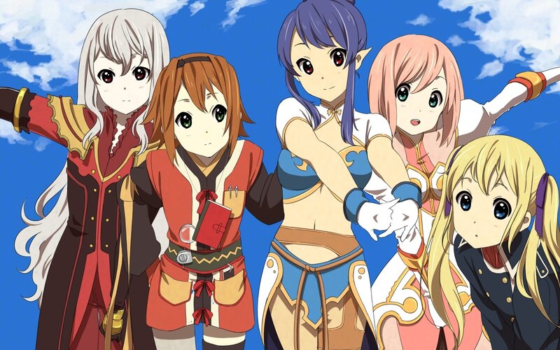 anime girls group portrait