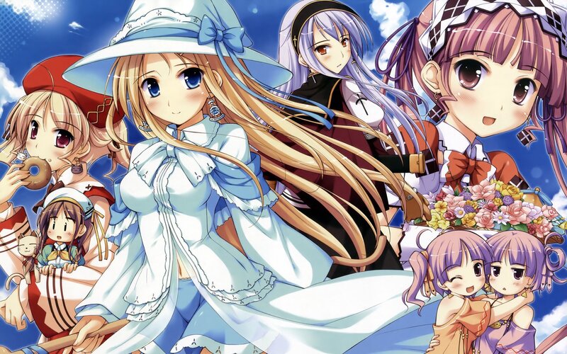 anime girls group portrait