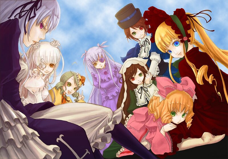 anime girls group portrait