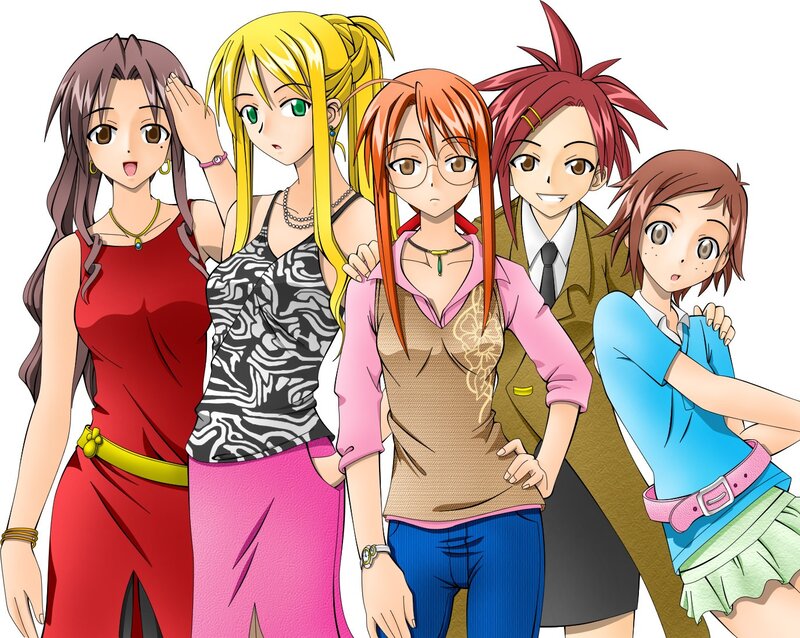 anime girls group portrait