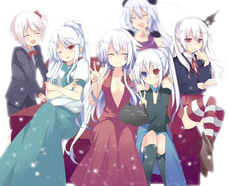 anime girls group portrait