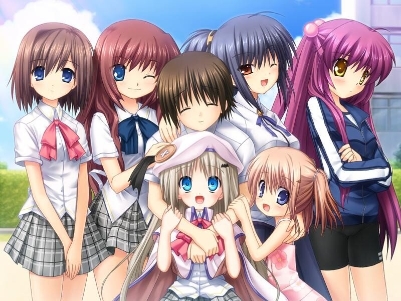 anime girls group portrait