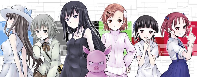 anime girls group portrait