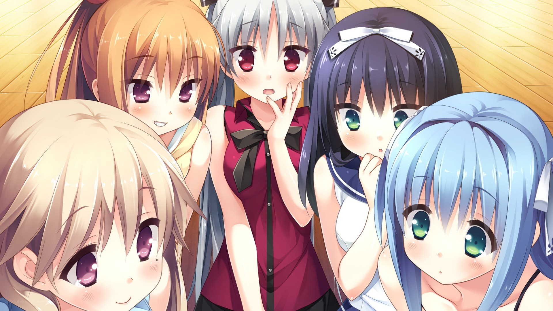 anime girls group portrait