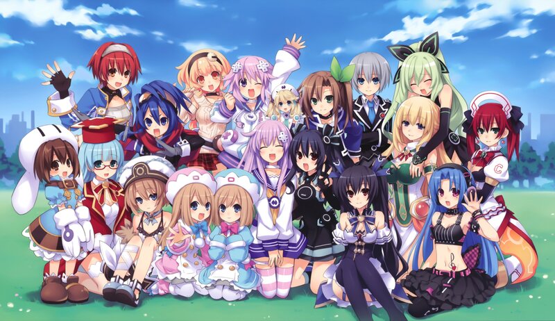 anime girls group portrait