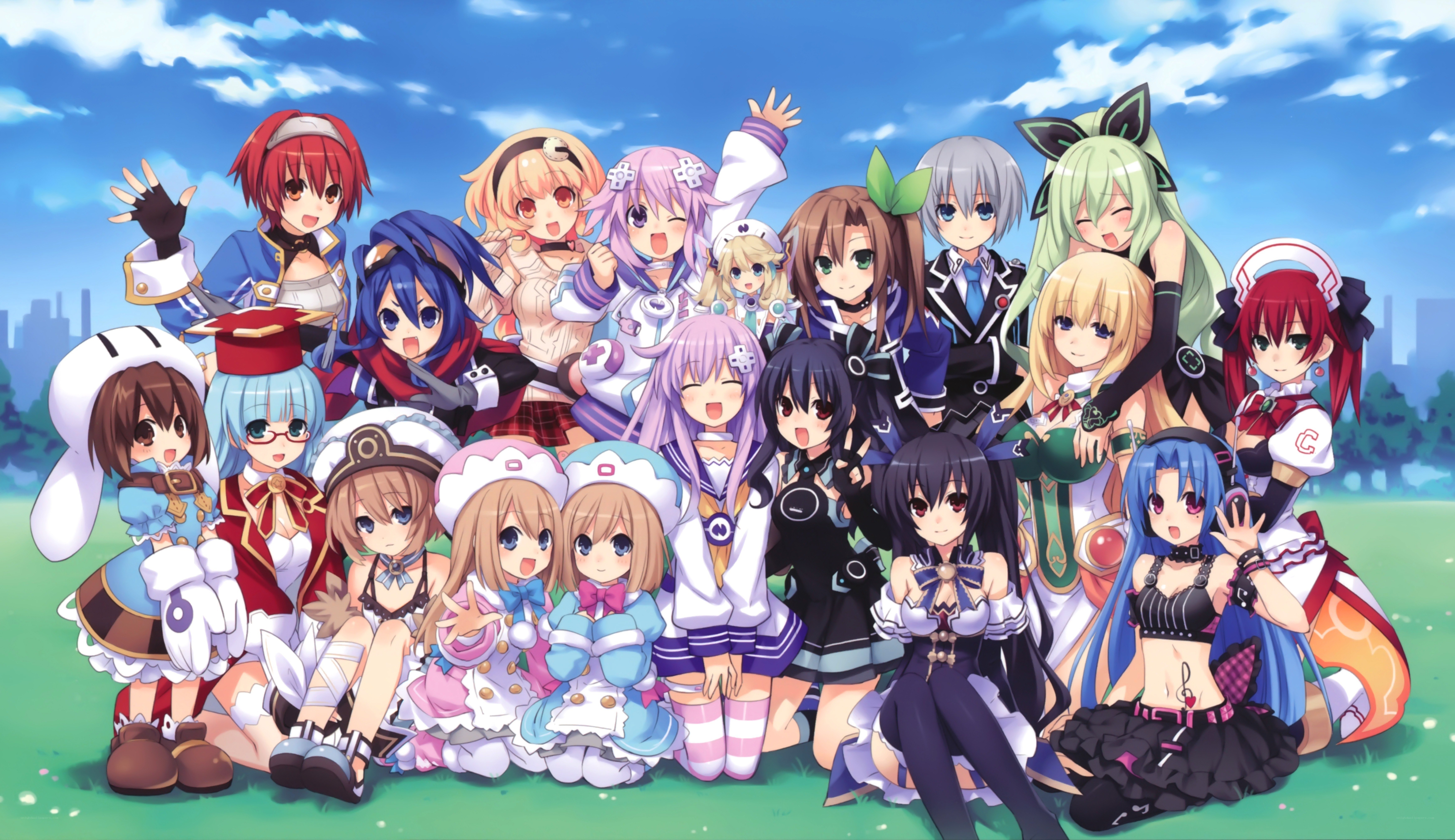 anime girls group portrait
