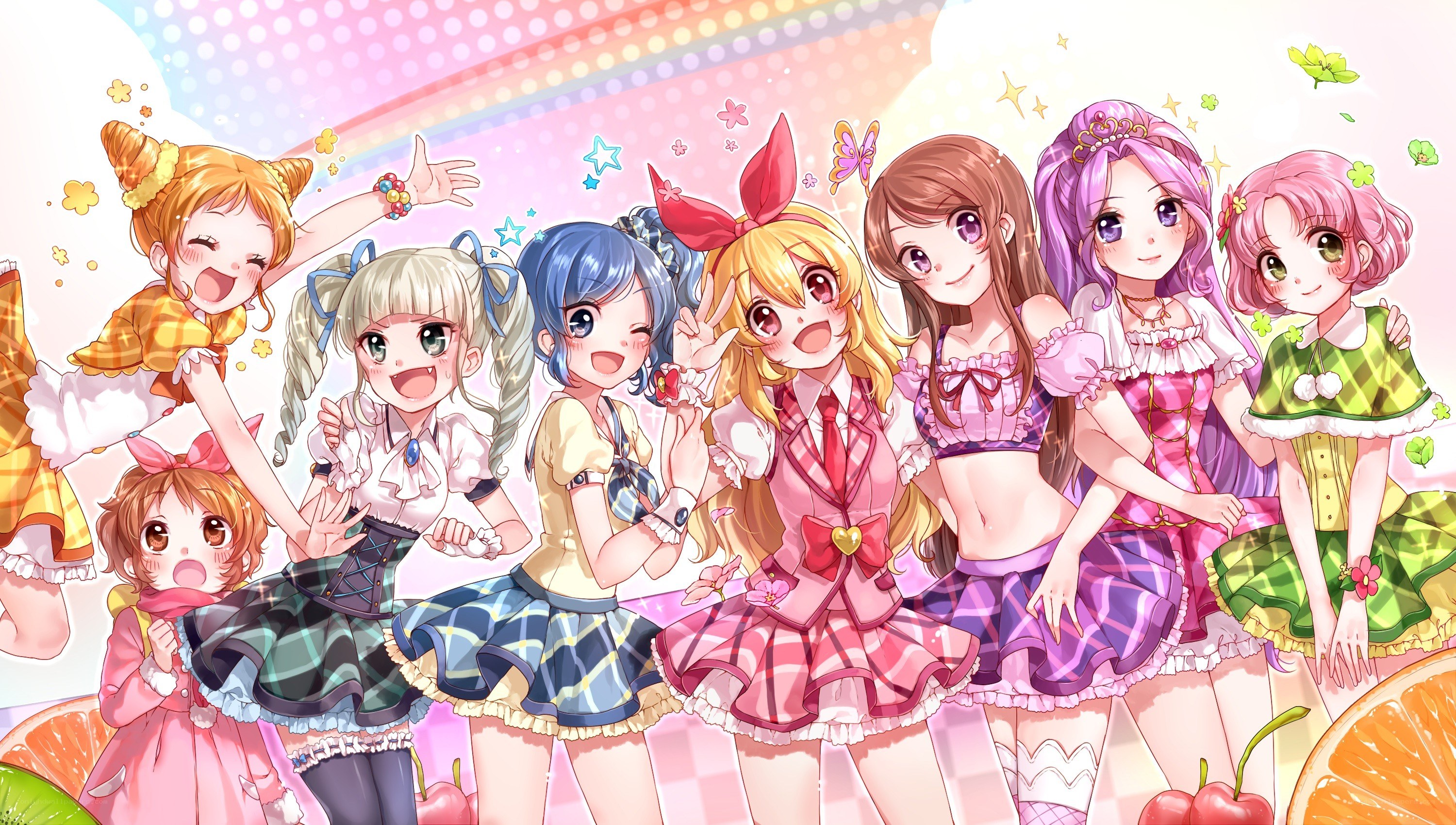 anime girls group portrait