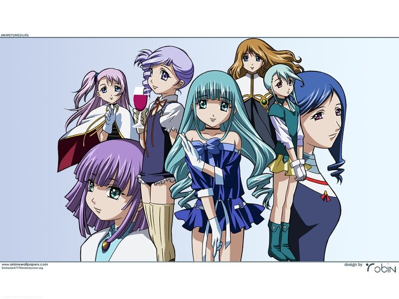 anime girls group portrait