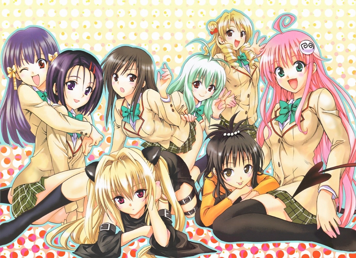 anime girls group pose