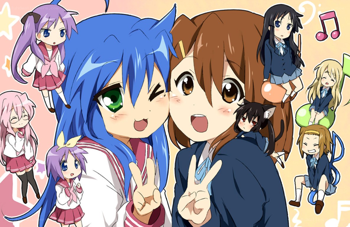 anime girls group pose