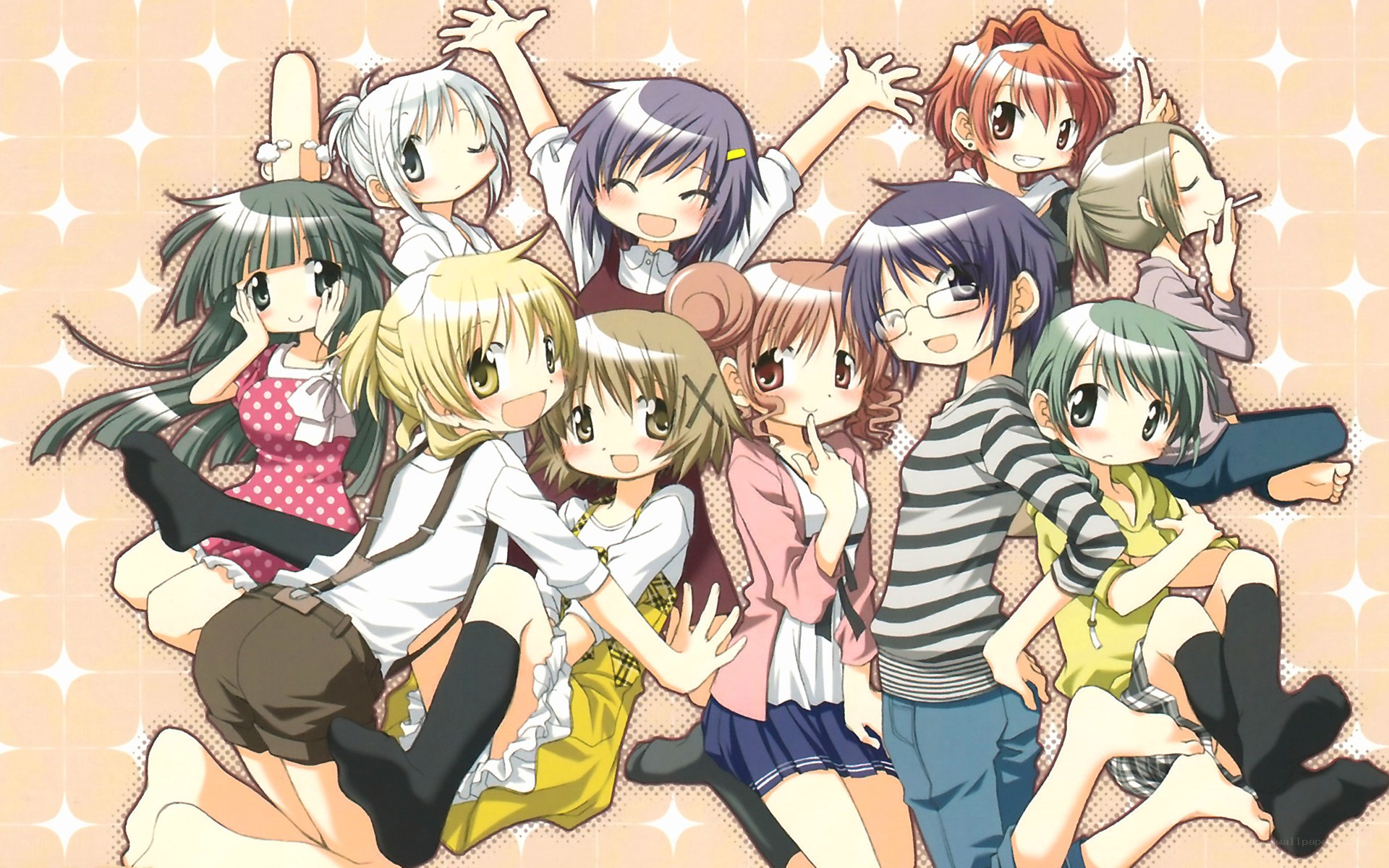anime girls group pose