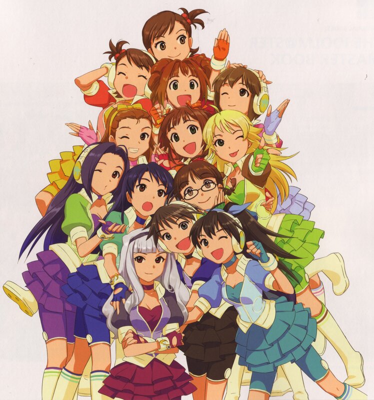 anime girls group pose
