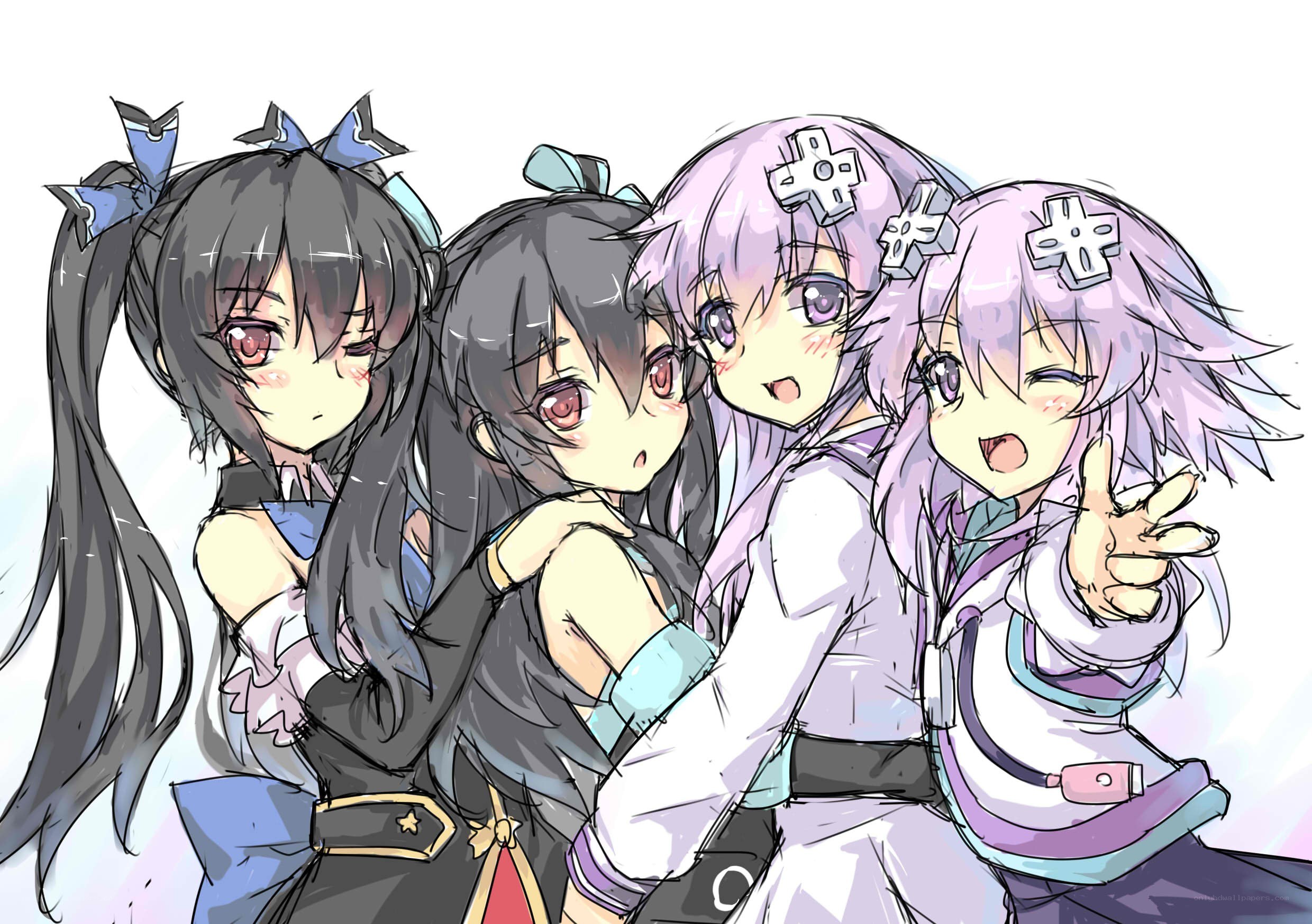 anime girls group pose