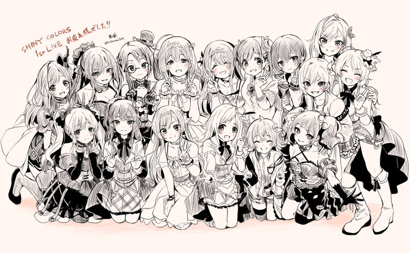 Anime Girls Group Pose — Black
