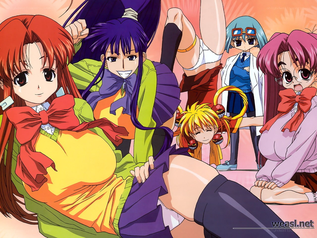 anime girls group scene