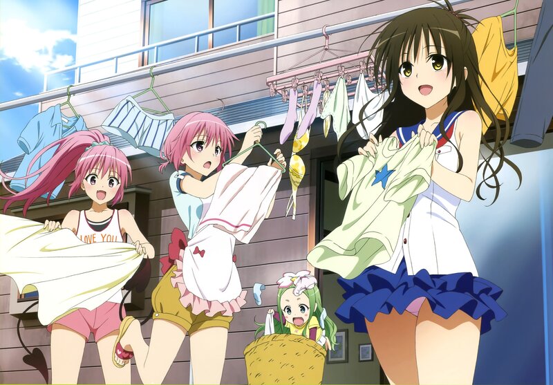 Anime Girls Hanging Laundry — Blue