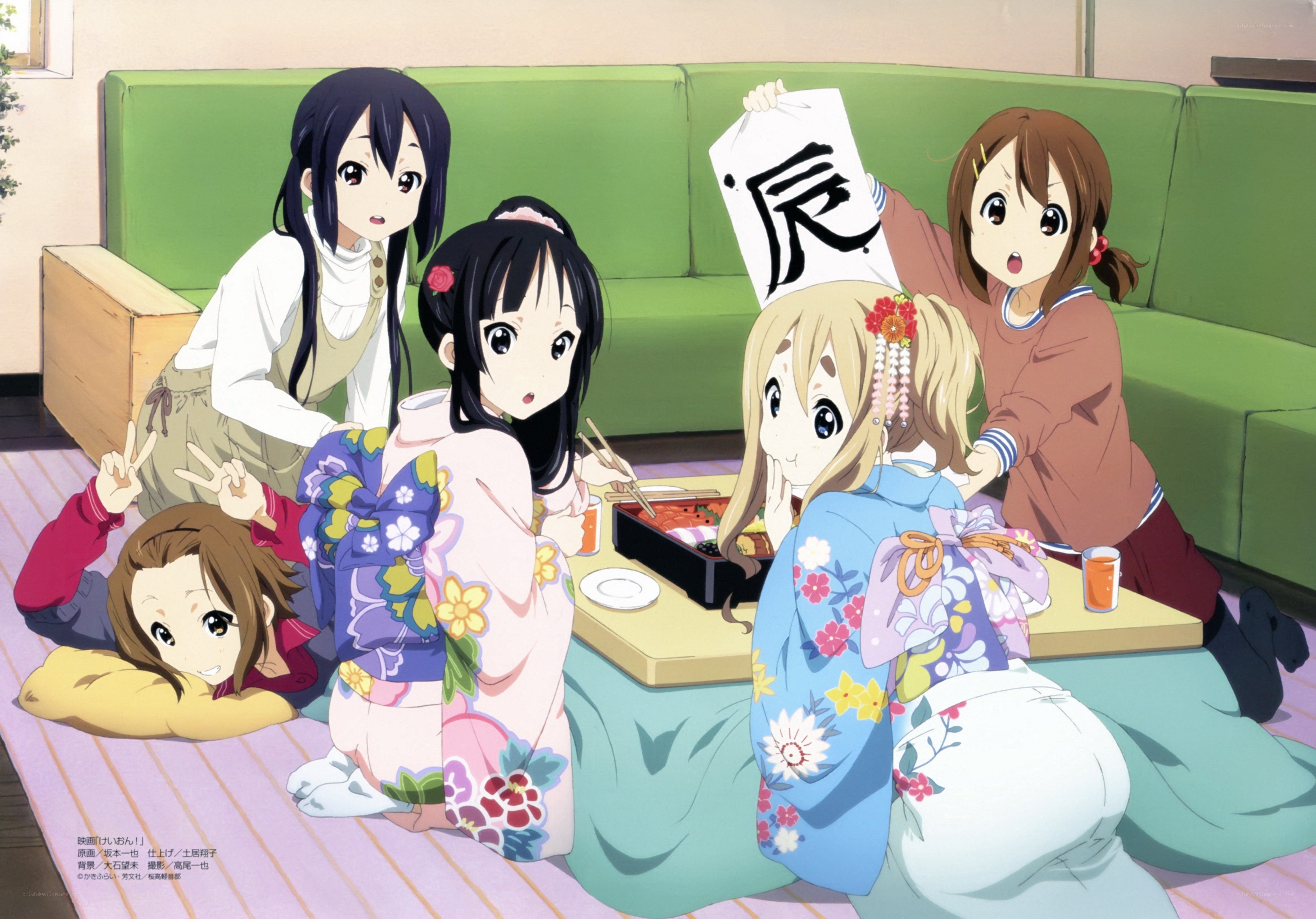 Anime girls having a meal