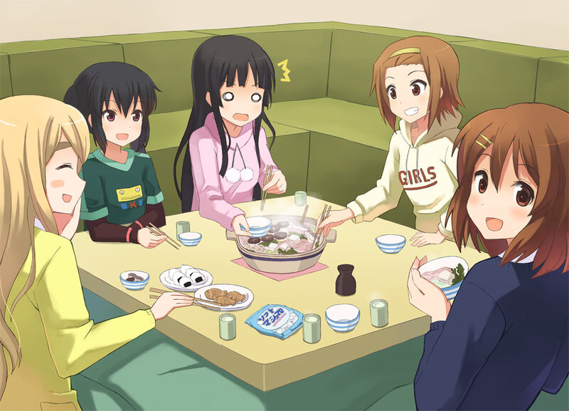 anime girls having a meal