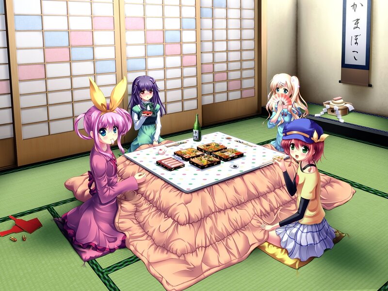anime girls having a meal