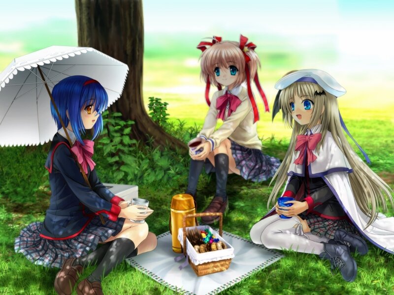 anime girls having a picnic