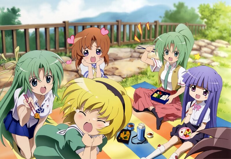 anime girls having a picnic