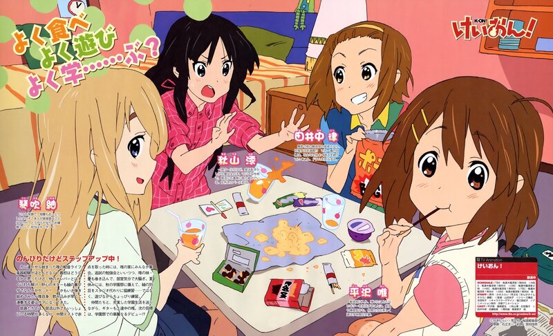 Anime girls having a snack party