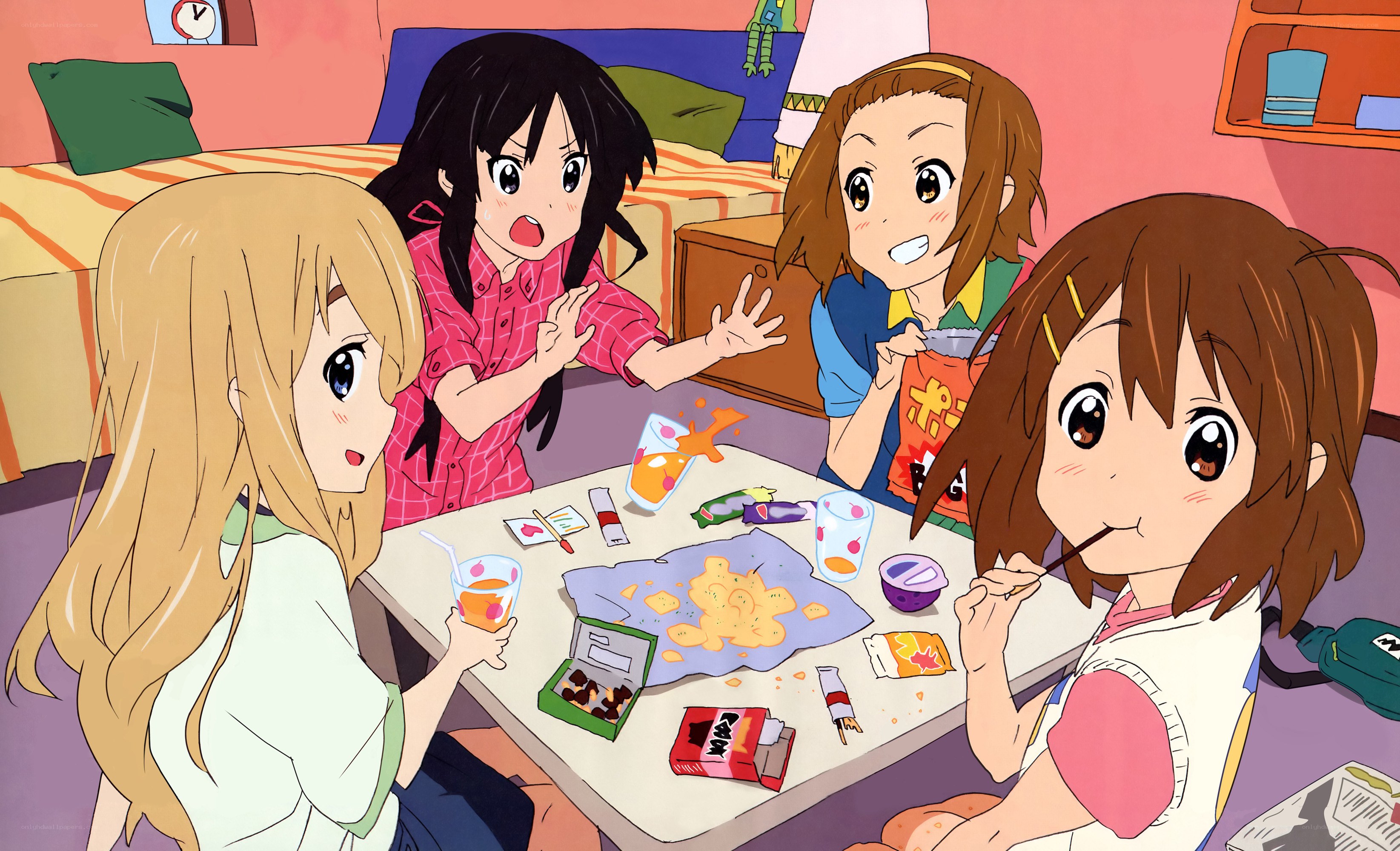 anime girls having a snack party
