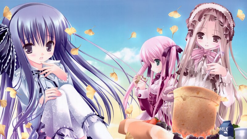 anime girls having picnic