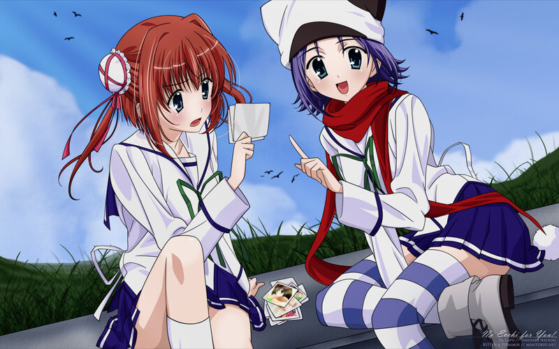 anime girls having picnic